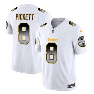 Men's Pittsburgh Steelers #8 Kenny Pickett White 2023 F.U.S.E. Smoke Vapor Untouchable Limited Stitched Jersey - Custom Name