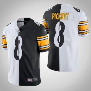 Men's Pittsburgh Steelers #8 Kenny Pickett White Black Split Limited Stitched Jersey - Custom Name