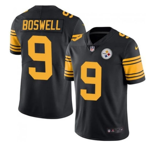Men's Pittsburgh Steelers #9 Chris Boswell Black Vapor Color Rush Stitched Jersey - Custom Name