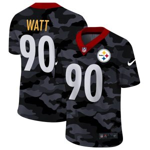 Men's Pittsburgh Steelers #90 T. J. Watt 2020 Camo Stitched Limited Jersey - Custom Name
