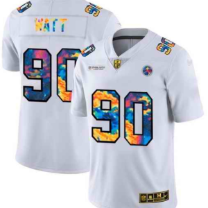 Men's Pittsburgh Steelers #90 T. J. Watt 2020 White Crucial Catch Limited Stitched Jersey - Custom Name