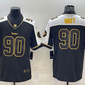 Men's Pittsburgh Steelers #90 T. J. Watt Black Gold Thanksgiving Vapor Untouchable Limited Stitched Jersey - Custom Name