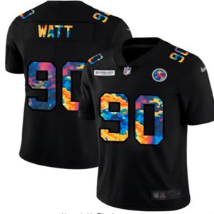 Men's Pittsburgh Steelers #90 T. J. Watt Black NFL 2020 Crucial Catch Limited Stitched Jersey - Custom Name