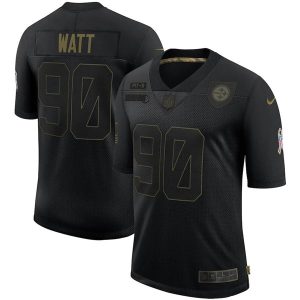Men's Pittsburgh Steelers #90 T. J. Watt Black NFL 2020 Salute To Service Limited Stitched Jersey - Custom Name