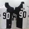 Men's Pittsburgh Steelers #90 T. J. Watt Black &White NFL Split Limited Stitched Jersey - Custom Name