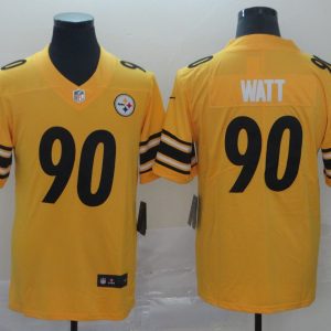 Men's Pittsburgh Steelers #90 T. J. Watt Gold Inverted Legend Stitched NFL Jersey - Custom Name