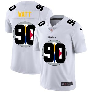 Men's Pittsburgh Steelers #90 T. J. Watt White NFL Stitched Jersey - Custom Name