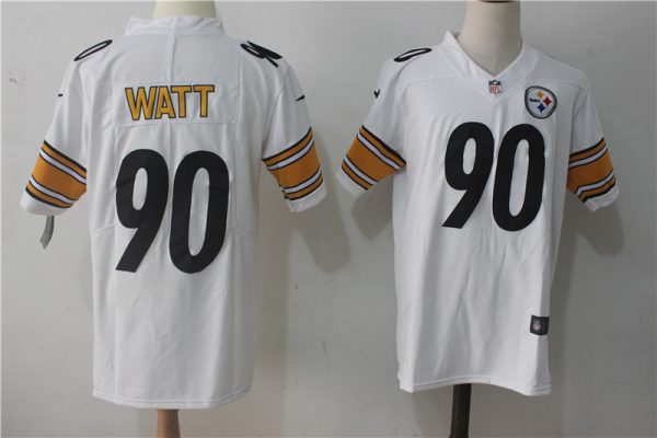 Men's Pittsburgh Steelers #90 T. J. Watt White Stitched NFL Vapor Untouchable Limited Jersey - Custom Name