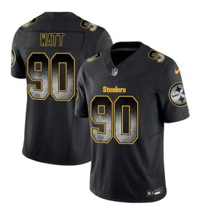 Men's Pittsburgh Steelers #90 T.J. Watt Black 2023 F.U.S.E. Smoke Vapor Untouchable Limited Stitched Jersey - Custom Name