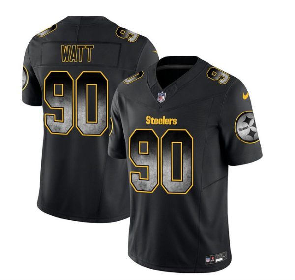 Men's Pittsburgh Steelers #90 T.J. Watt Black 2023 F.U.S.E. Smoke Vapor Untouchable Limited Stitched Jersey - Custom Name