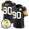 Men's Pittsburgh Steelers #90 T.J. Watt Black 2024 F.U.S.E. 50th Anniversary Of Super Bowl IX Vapor Untouchable Limited Stitched Jersey - Custom Name