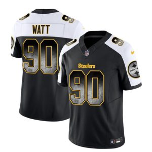 Men's Pittsburgh Steelers #90 T.J. Watt Black White 2023 F.U.S.E. Smoke Vapor Untouchable Limited Stitched Jersey - Custom Name