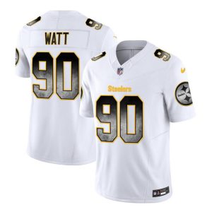 Men's Pittsburgh Steelers #90 T.J. Watt White 2023 F.U.S.E. Smoke Vapor Untouchable Limited Stitched Jersey - Custom Name