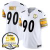 Men's Pittsburgh Steelers #90 T.J. Watt White 2024 F.U.S.E. 50th Anniversary Of Super Bowl IX Alternate Vapor Untouchable Limited Stitched Jersey - Custom Name