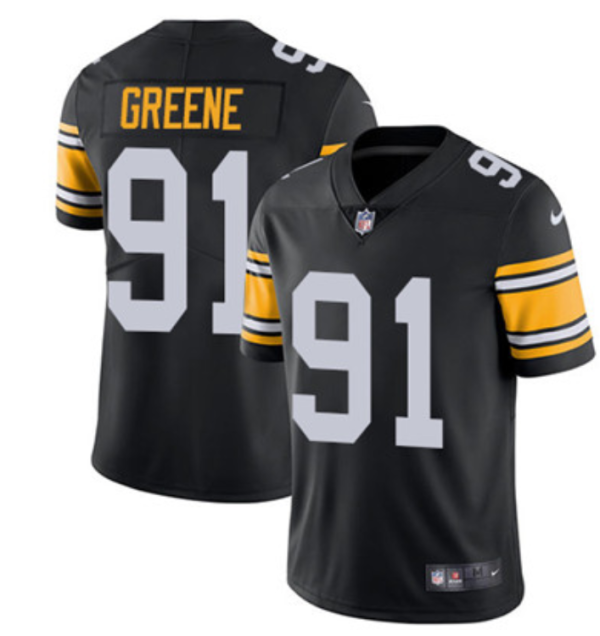 Men's Pittsburgh Steelers #91 Kevin Greene Black Vapor Untouchable Limited Stitched Jersey - Custom Name