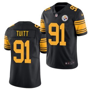 Men's Pittsburgh Steelers #91 Stephon Tuitt Black Color Rush Limited Stitched NFL Jersey - Custom Name