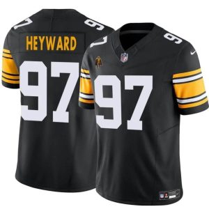 Men's Pittsburgh Steelers #97 Cameron Heyward Black 2024 F.U.S.E. With Walter Payton Patch Vapor Untouchable Limited Stitched Jersey - Custom Name