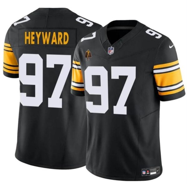 Men's Pittsburgh Steelers #97 Cameron Heyward Black 2024 F.U.S.E. With Walter Payton Patch Vapor Untouchable Limited Stitched Jersey - Custom Name