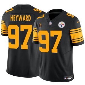 Men's Pittsburgh Steelers #97 Cameron Heyward Black F.U.S.E. With Walter Payton Patch Color Rush Limited Stitched Jersey - Custom Name
