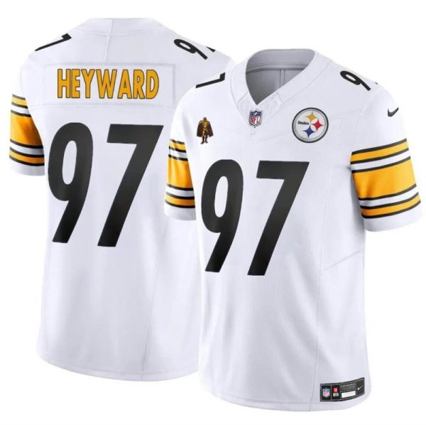 Men's Pittsburgh Steelers #97 Cameron Heyward White F.U.S.E. With Walter Payton Patch Vapor Untouchable Limited Stitched Jersey - Custom Name