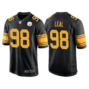 Men's Pittsburgh Steelers #98 DeMarvin Leal Black Color Rush Stitched Jersey - Custom Name