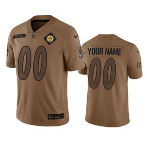 Men's Pittsburgh Steelers Active Player Custom 2023 Brown Salute To Setvice Limited Stitched Football Jersey - Custom Name