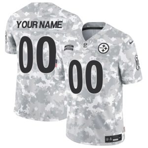 Men's Pittsburgh Steelers Active Player Custom 2024 F.U.S.E Arctic Camo Salute to Service Limited Stitched Football Jersey - Custom Name