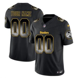Men's Pittsburgh Steelers Active Player Custom Black 2023 F.U.S.E. Smoke Vapor Untouchable Limited Stitched Football Jersey - Custom Name