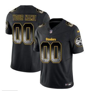 Men's Pittsburgh Steelers Active Player Custom Black 2023 F.U.S.E. Smoke Vapor Untouchable Limited Stitched Jersey - Custom Name