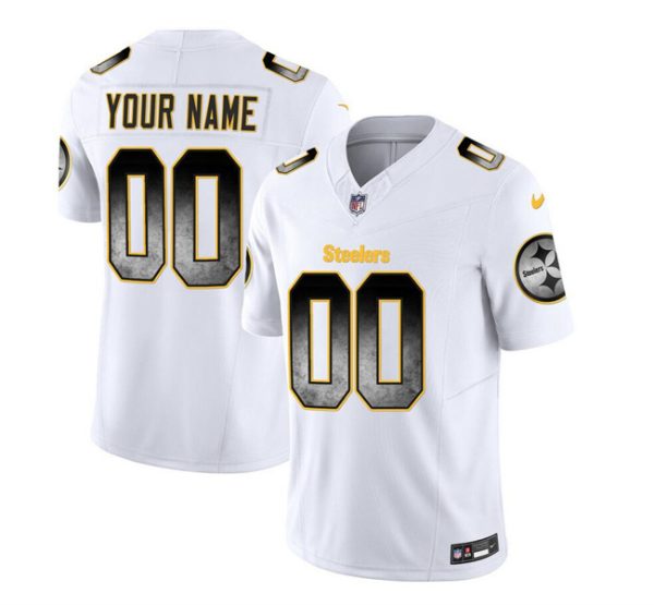 Men's Pittsburgh Steelers Active Player Custom White 2023 F.U.S.E. Smoke Vapor Untouchable Limited Stitched Jersey - Custom Name