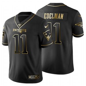 New England Patriots #11 Julian Edelman Men's Nike Black Golden Limited NFL 100 Jersey - Custom Name