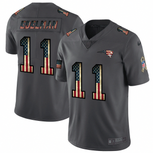 New England Patriots #11 Julian Edelman Nike 2018 Salute to Service Retro USA Flag Limited NFL Jersey - Custom Name