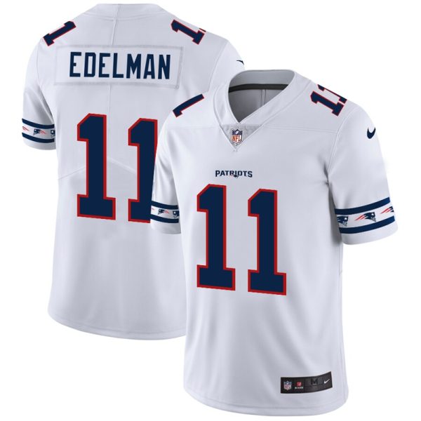 New England Patriots #11 Julian Edelman Nike White Team Logo Vapor Limited NFL Jersey - Custom Name