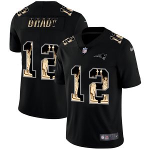New England Patriots #12 Tom Brady Carbon Black Vapor Statue Of Liberty Limited NFL Jersey - Custom Name