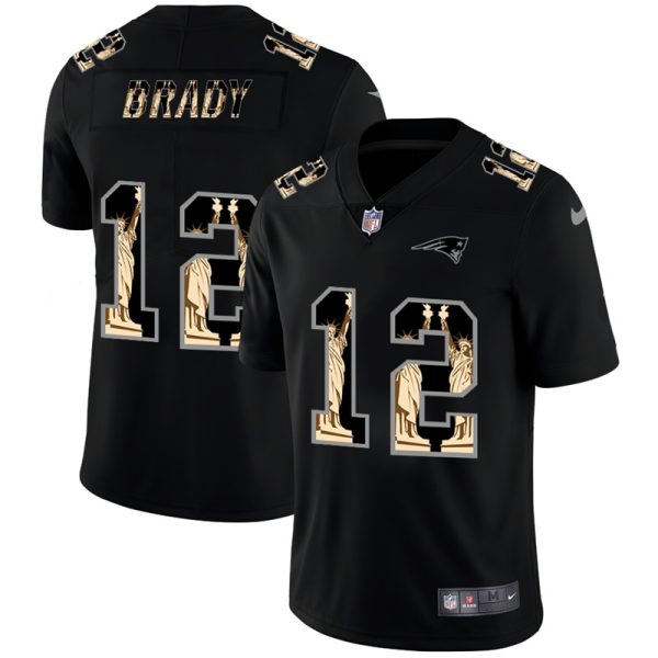 New England Patriots #12 Tom Brady Carbon Black Vapor Statue Of Liberty Limited NFL Jersey - Custom Name