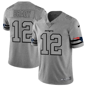 New England Patriots #12 Tom Brady Men's Nike Gray Gridiron II Vapor Untouchable Limited NFL Jersey - Custom Name