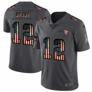 New England Patriots #12 Tom Brady Nike 2018 Salute to Service Retro USA Flag Limited NFL Jersey - Custom Name