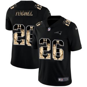 New England Patriots #26 Sony Michel Carbon Black Vapor Statue Of Liberty Limited NFL Jersey - Custom Name