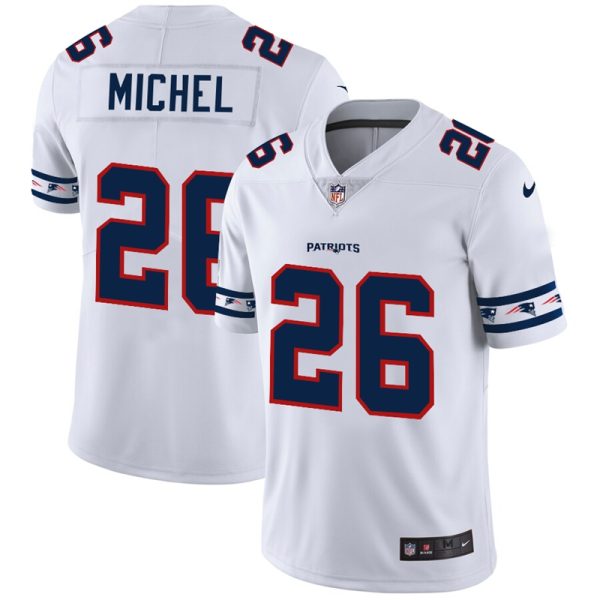 New England Patriots #26 Sony Michel Nike White Team Logo Vapor Limited NFL Jersey - Custom Name