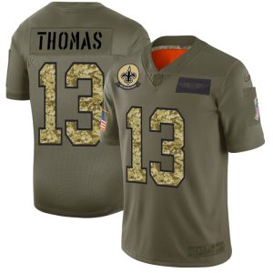 New Orleans Saints #13 Michael Thomas Men's Nike 2019 Olive Camo Salute To Service Limited NFL Jersey - Custom Name