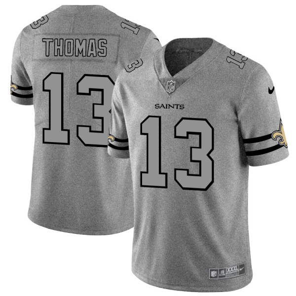 New Orleans Saints #13 Michael Thomas Men's Nike Gray Gridiron II Vapor Untouchable Limited NFL Jersey - Custom Name