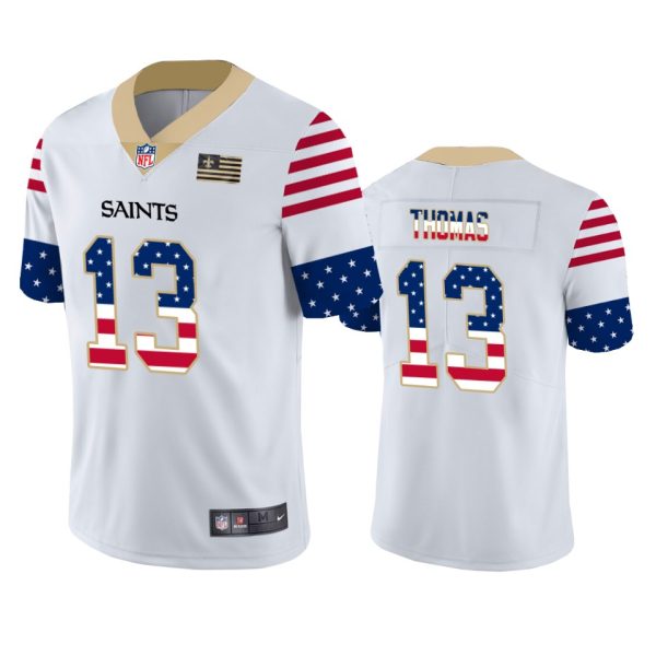 New Orleans Saints #13 Michael Thomas White Men's Nike Team Logo USA Flag Vapor Untouchable Limited NFL Jersey - Custom Name