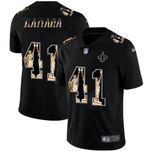 New Orleans Saints #41 Alvin Kamara Carbon Black Vapor Statue Of Liberty Limited NFL Jersey - Custom Name