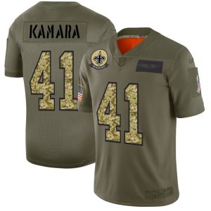New Orleans Saints #41 Alvin Kamara Men's Nike 2019 Olive Camo Salute To Service Limited NFL Jersey - Custom Name