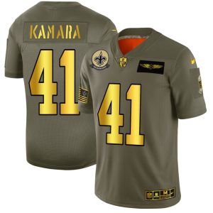 New Orleans Saints #41 Alvin Kamara NFL Men's Nike Olive Gold 2019 Salute to Service Limited Jersey - Custom Name