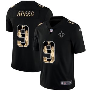 New Orleans Saints #9 Drew Brees Carbon Black Vapor Statue Of Liberty Limited NFL Jersey - Custom Name