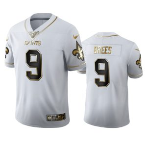 New Orleans Saints #9 Drew Brees Men's Nike White Golden Edition Vapor Limited NFL 100 Jersey - Custom Name