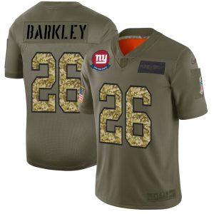 New York Giants #26 Saquon Barkley Men's Nike 2019 Olive Camo Salute To Service Limited NFL Jersey - Custom Name