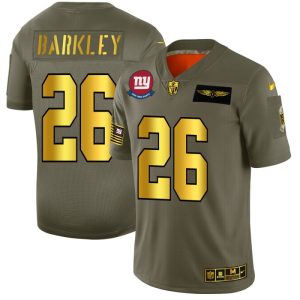 New York Giants #26 Saquon Barkley NFL Men's Nike Olive Gold 2019 Salute to Service Limited Jersey - Custom Name