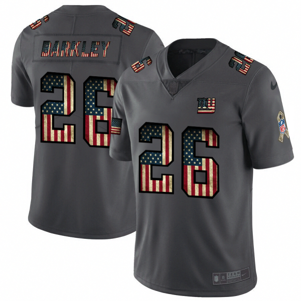 New York Giants #26 Saquon Barkley Nike 2018 Salute to Service Retro USA Flag Limited NFL Jersey - Custom Name